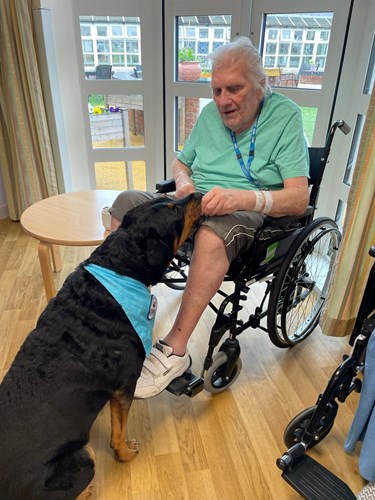 Patient Alan Ashwell with black and tan coloured rottweiler Harley