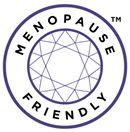 Circle with text written inside saying menopause friendly